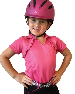 Kids BELLE AND BOW EQSTRN Kids' Casual Riding Clothes|Belle & Bow Children’s Ruffle Short Sleeve Polo Shirt