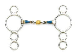 ERS English Horse Bits|Centaur® Blue Steel Double-Jointed Disc 3-Ring Gag Bit