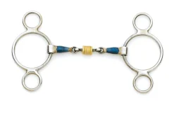 ERS English Horse Bits|Centaur® Blue Steel Double-Jointed Disc 2-Ring Gag Bit