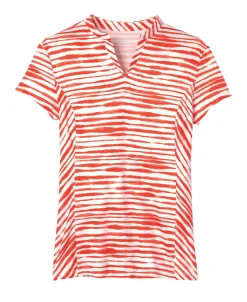 KIRSCH Short Sleeve Shirts|Dover Saddlery® Ladies’ Notch-V Stripe Short Sleeve Shirt