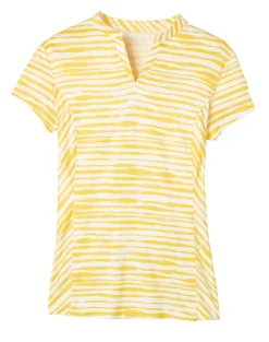 KIRSCH Short Sleeve Shirts|Dover Saddlery® Ladies’ Notch-V Stripe Short Sleeve Shirt