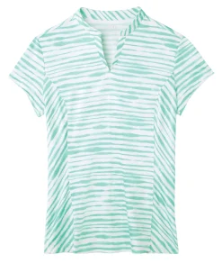 KIRSCH Short Sleeve Shirts|Dover Saddlery® Ladies’ Notch-V Stripe Short Sleeve Shirt