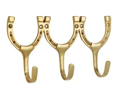 BURLINGHAM-BRASS Stable Hardware|DS Triple Horseshoe Hook