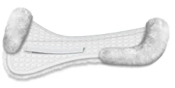 WORLD EQUSTRN BRNDS Half Pads|Dressage Pads|E.A. Mattes Platinum EWWA Sheepskin Dressage Half Pad with Rear Trim