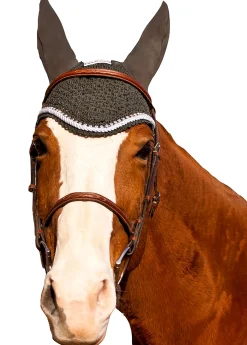 JPC EQUESTRIAN Ear Bonnets|Ear Bonnets|Equine Couture™ Fly Bonnet with Piping and Crystals