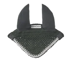 JPC EQUESTRIAN Ear Bonnets|Ear Bonnets|Equine Couture™ Fly Bonnet with Piping and Crystals