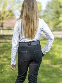 Kids FITS RIDING Kids' Breeches & Jods|FITS® Girls’ Denim Tread Knee-Patch Breech