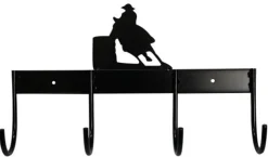 SHILOH STABLES TACK Stable Hardware|4-Hook Flat Tack Rack with Barrel Horse Silhouette