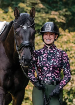 KASTEL DENMARK Long Sleeve Tops|Ladies’ Quarter-Zip Modern Begonias Long-Sleeve Shirt - 