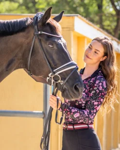 KASTEL DENMARK Long Sleeve Tops|Ladies’ Quarter-Zip Modern Begonias Long-Sleeve Shirt - 