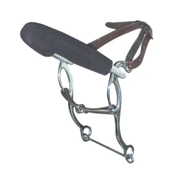 PARTRADE English Horse Bits|Metalab Solid Joint Combination Bit with Neoprene Cover Noseband with Leather Straps