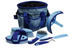 SHILOH STABLES TACK Bathing Tools|Brushes & Hoof Picks|Showman® 6-Piece Soft Grip Grooming Kit with Nylon Bag