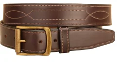 TORY LEATHER Belts|1 1/2" Belt with Repeated Stitch Pattern