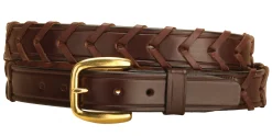 TORY LEATHER Belts|1 1/4" Laced Belt with Brass Buckle