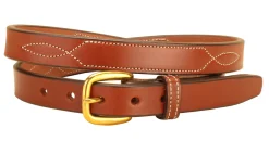 TORY LEATHER Belts|3/4" Belt with Stitched Patterns & Brass Buckle