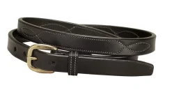 TORY LEATHER Belts|3/4" Belt with Stitched Patterns & Brass Buckle