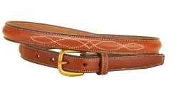 TORY LEATHER Belts|3/4" Fancy-Stitched Belt with Brass Buckle