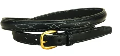 TORY LEATHER Belts|3/4" Fancy-Stitched Belt with Brass Buckle