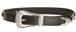TORY LEATHER Belts|Belt with Bits and Silver-Colored Three-Piece Buckle Set