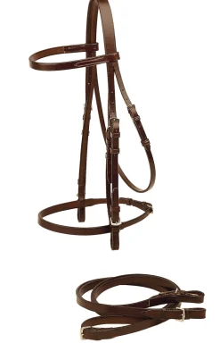 TORY LEATHER English Bridles|Company 1/2" Flat English Bridle with Flat Reins