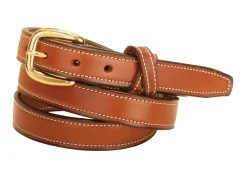 TORY LEATHER Belts|Crossed Keeper Belt with Brass Buckle