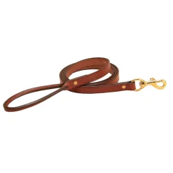 TORY LEATHER Collars & Leashes|Flat Creased Leather Dog Leash with Rolled Leather Handle