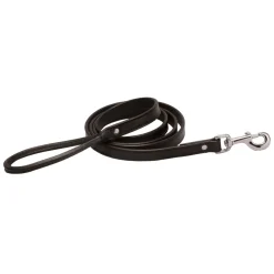 TORY LEATHER Collars & Leashes|Flat Creased Leather Dog Leash with Rolled Leather Handle