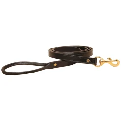 TORY LEATHER Collars & Leashes|Flat Creased Leather Dog Leash with Rolled Leather Handle