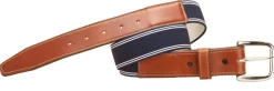 TORY LEATHER Belts|Striped Elastic and Leather Belt